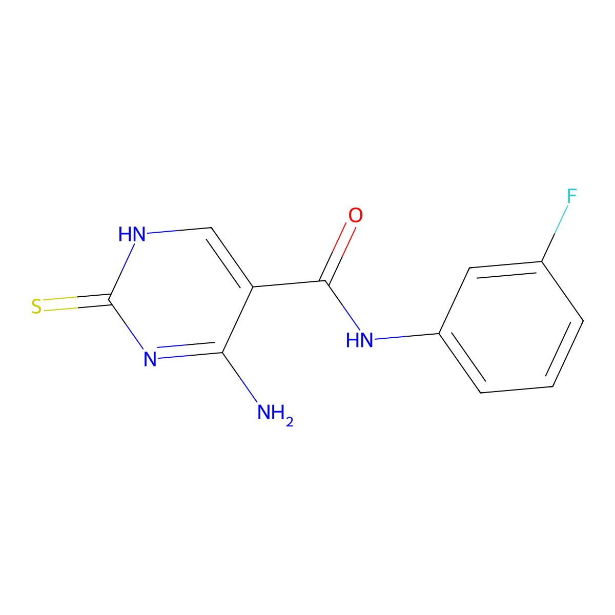 4-amino-N-(3-fluorophenyl)-2-mercaptopyrimidine-5-carboxamide molecular structure, CAS 1260628-09-8