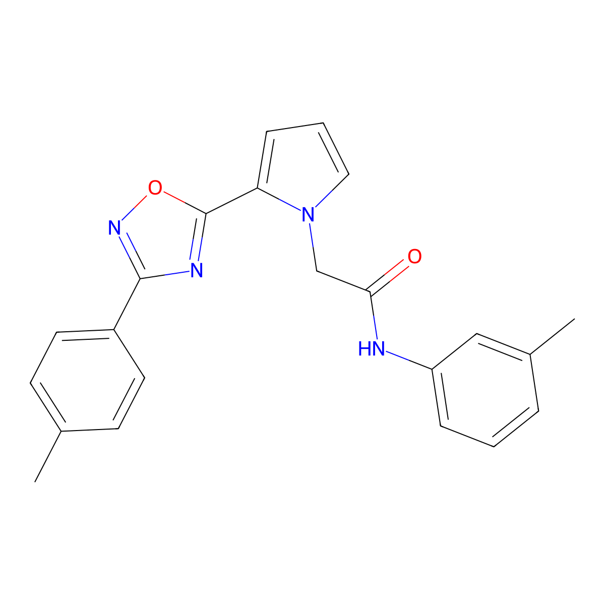 N-(3-methylphenyl)-2-{2-[3-(4-methylphenyl)-1,2,4-oxadiazol-5-yl]-1H-pyrrol-1-yl}acetamide molecular structure, CAS 1260628-22-5