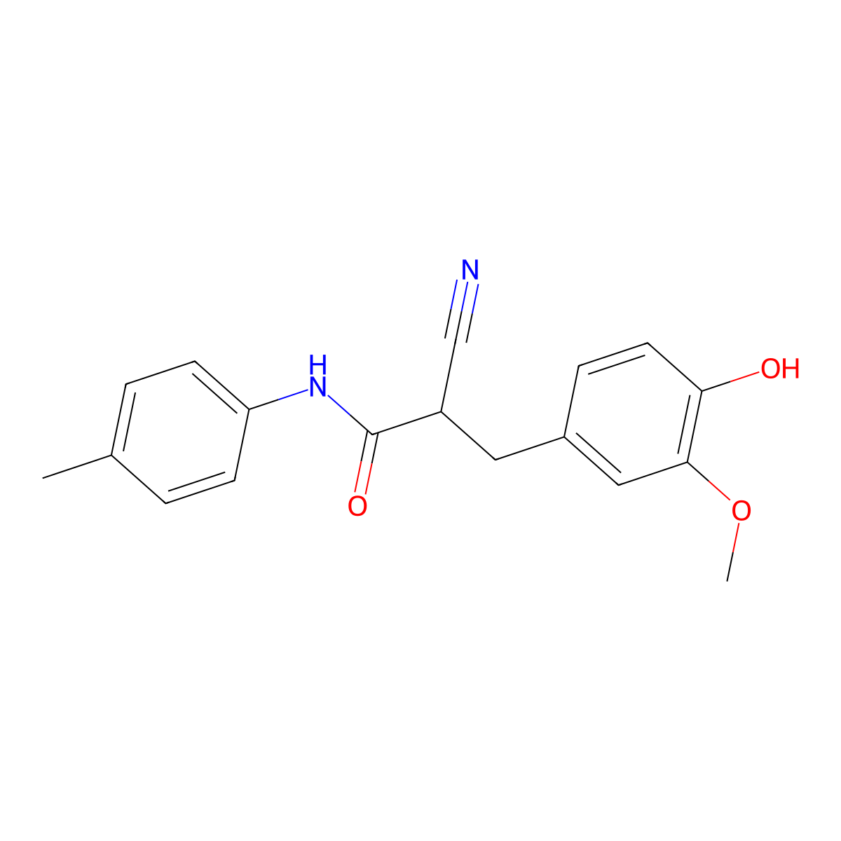 2-cyano-3-(4-hydroxy-3-methoxyphenyl)-N-(4-methylphenyl)propanamide molecular structure, CAS 1260628-25-8