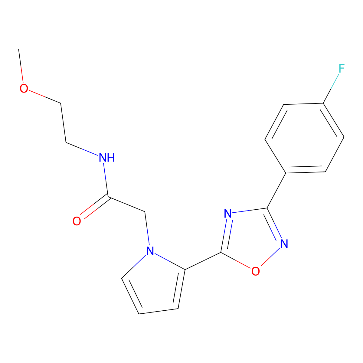 2-{2-[3-(4-fluorophenyl)-1,2,4-oxadiazol-5-yl]-1H-pyrrol-1-yl}-N-(2-methoxyethyl)acetamide molecular structure, CAS 1260628-44-1