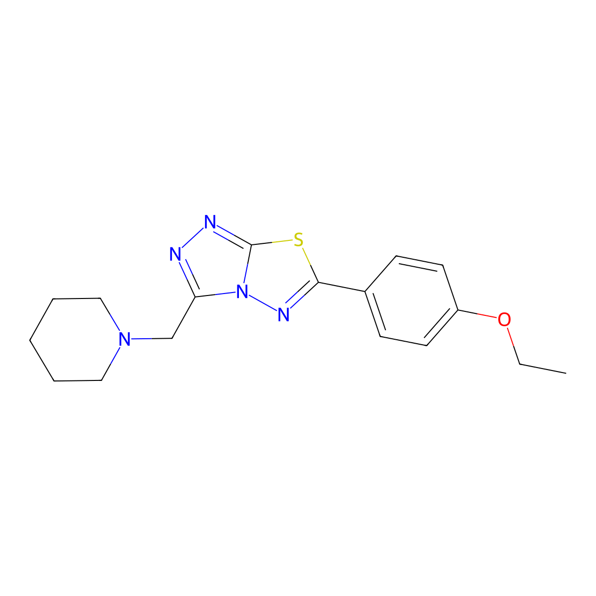 6-(4-Ethoxyphenyl)-3-(piperidin-1-ylmethyl)[1,2,4]triazolo[3,4-b][1,3,4]thiadiazole molecular structure, CAS 1260628-66-7