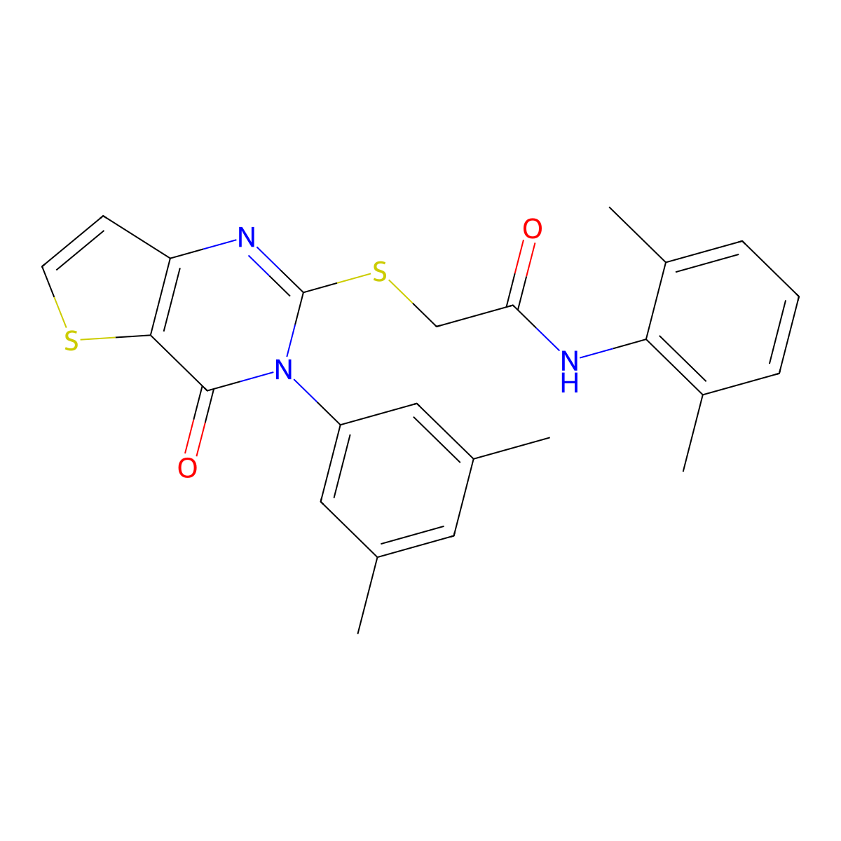 N-(2,6-dimethylphenyl)-2-{[3-(3,5-dimethylphenyl)-4-oxo-3,4-dihydrothieno[3,2-d]pyrimidin-2-yl]sulfanyl}acetamide molecular structure, CAS 1260628-71-4
