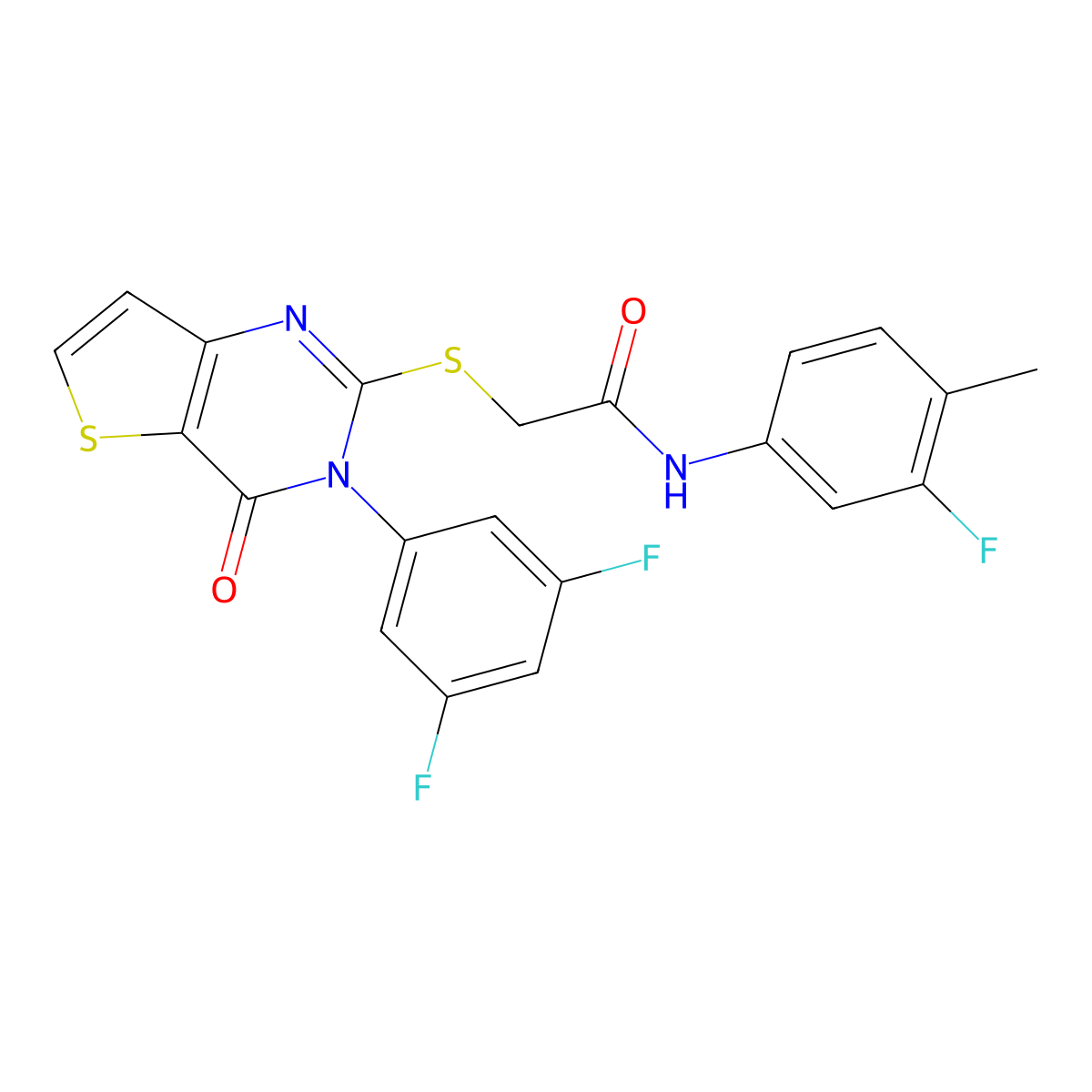 2-{[3-(3,5-difluorophenyl)-4-oxo-3,4-dihydrothieno[3,2-d]pyrimidin-2-yl]sulfanyl}-N-(3-fluoro-4-methylphenyl)acetamide molecular structure, CAS 1260628-85-0