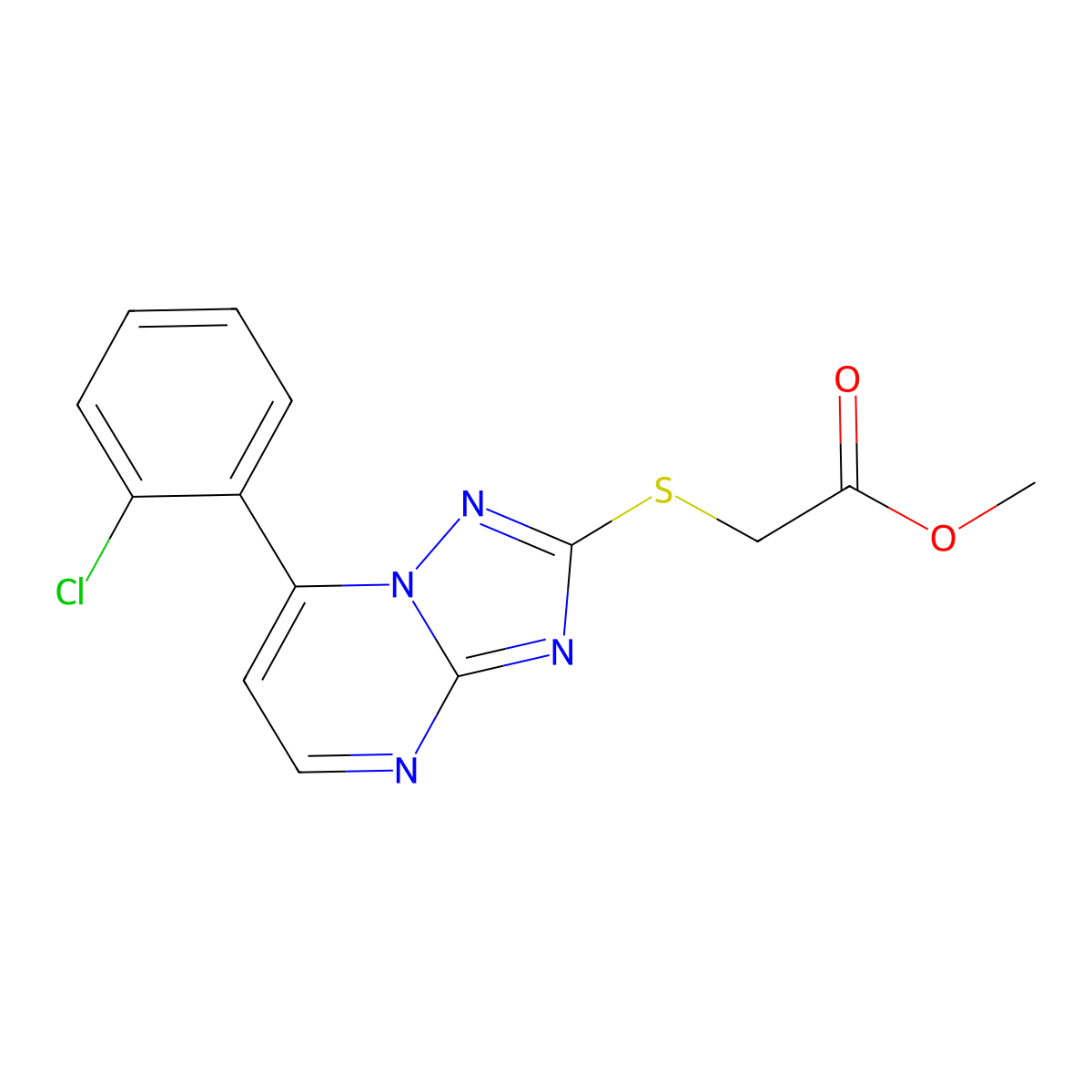 Methyl {[7-(2-chlorophenyl)[1,2,4]triazolo[1,5-a]pyrimidin-2-yl]sulfanyl}acetate molecular structure, CAS 1260629-03-5