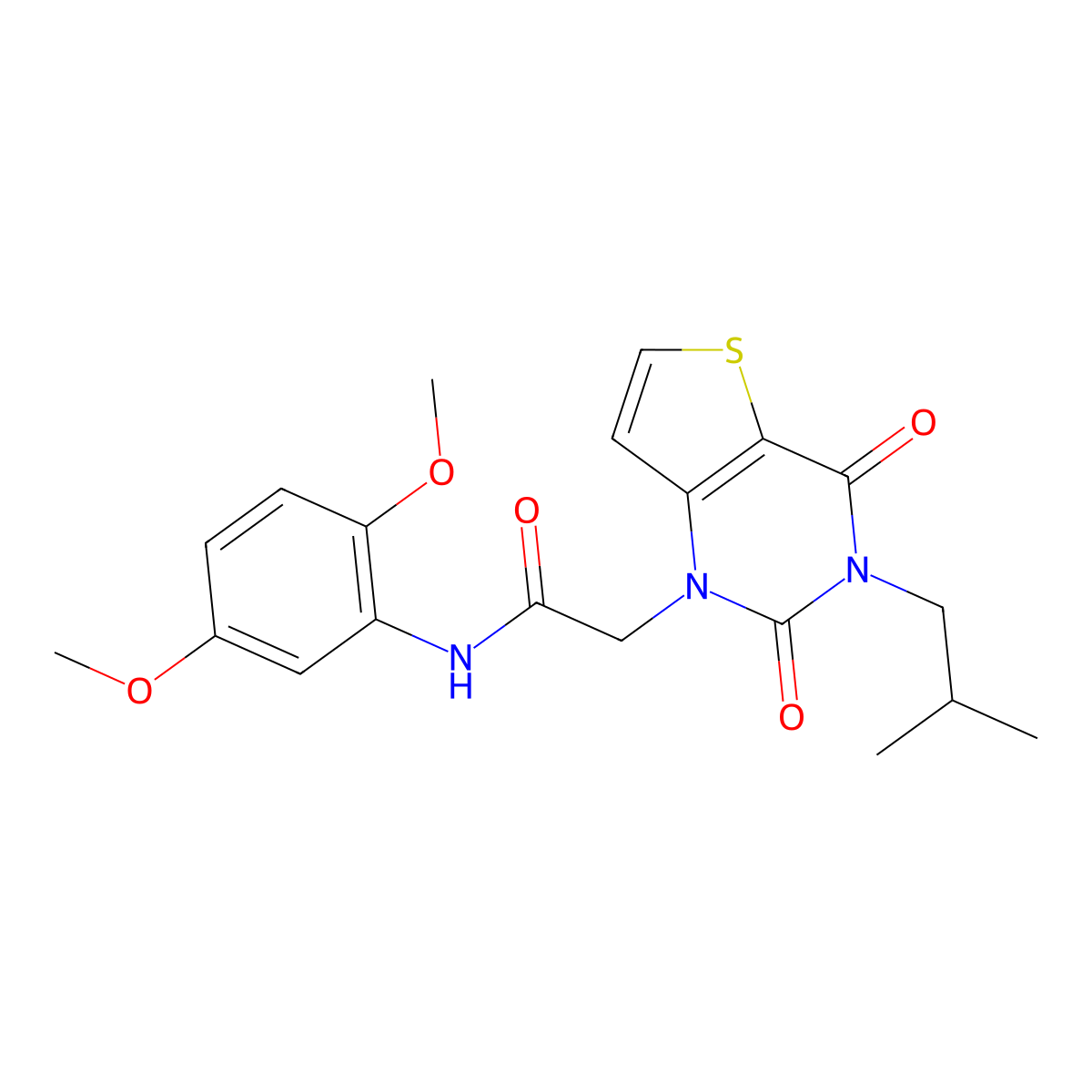 N-(2,5-dimethoxyphenyl)-2-[3-(2-methylpropyl)-2,4-dioxo-3,4-dihydrothieno[3,2-d]pyrimidin-1(2H)-yl]acetamide molecular structure, CAS 1260629-19-3