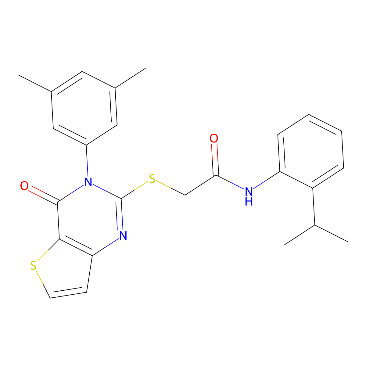 2-{[3-(3,5-dimethylphenyl)-4-oxo-3,4-dihydrothieno[3,2-d]pyrimidin-2-yl]sulfanyl}-N-[2-(propan-2-yl)phenyl]acetamide molecular structure, CAS 1260629-65-9