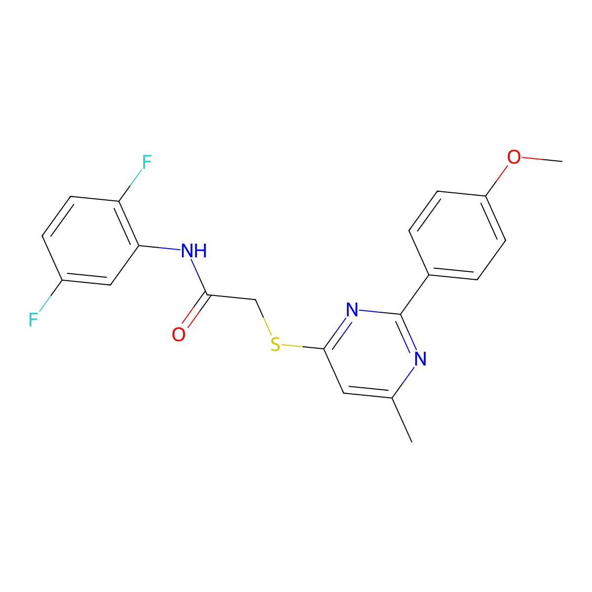 N-(2,5-difluorophenyl)-2-{[2-(4-methoxyphenyl)-6-methylpyrimidin-4-yl]sulfanyl}acetamide molecular structure, CAS 1260630-21-4