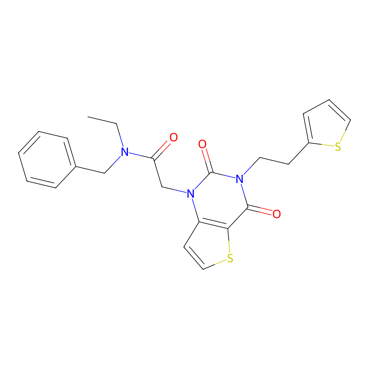 N-benzyl-2-(2,4-dioxo-3-(2-(thiophen-2-yl)ethyl)-3,4-dihydrothieno[3,2-d]pyrimidin-1(2H)-yl)-N-ethylacetamide molecular structure, CAS 1260630-22-5