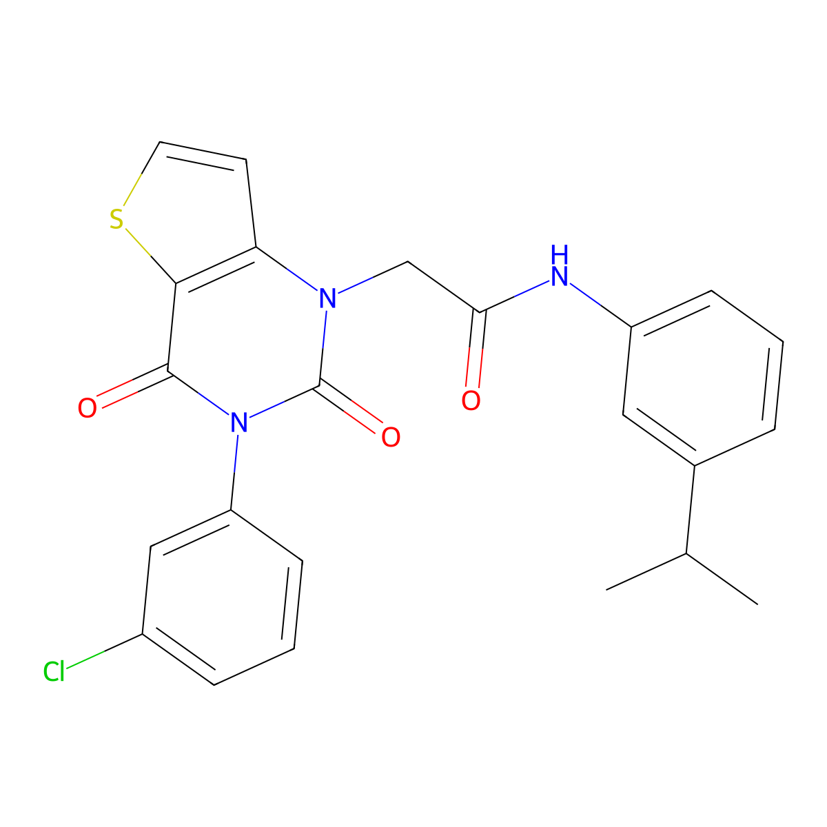 2-[3-(3-chlorophenyl)-2,4-dioxo-3,4-dihydrothieno[3,2-d]pyrimidin-1(2H)-yl]-N-[3-(propan-2-yl)phenyl]acetamide molecular structure, CAS 1260630-33-8