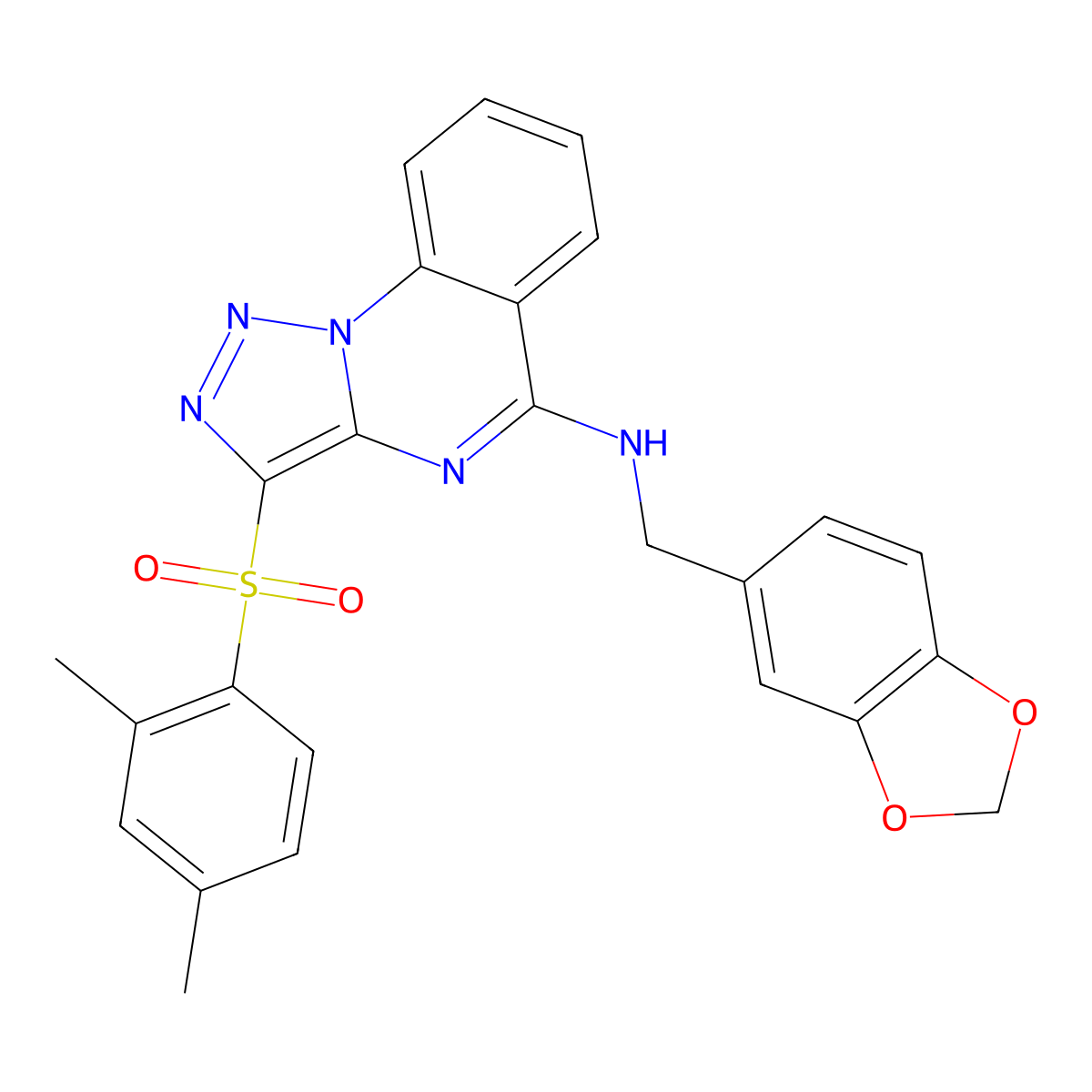 N-(1,3-benzodioxol-5-ylmethyl)-3-[(2,4-dimethylphenyl)sulfonyl][1,2,3]triazolo[1,5-a]quinazolin-5-amine molecular structure, CAS 1260630-45-2