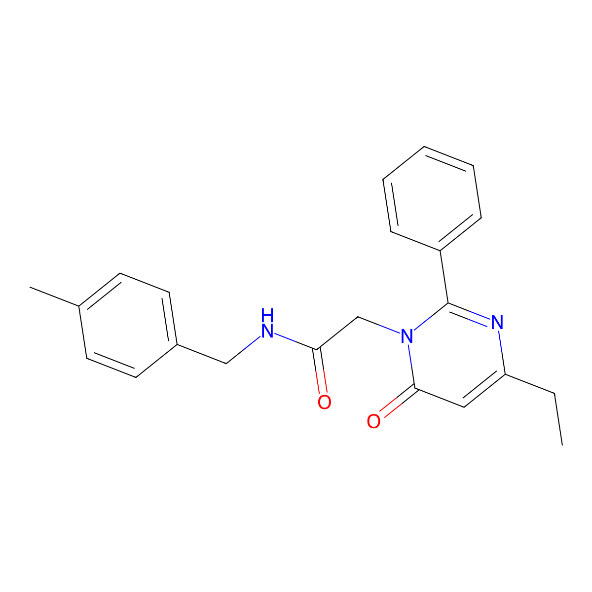 2-(4-ethyl-6-oxo-2-phenylpyrimidin-1(6H)-yl)-N-(4-methylbenzyl)acetamide molecular structure, CAS 1260630-77-0