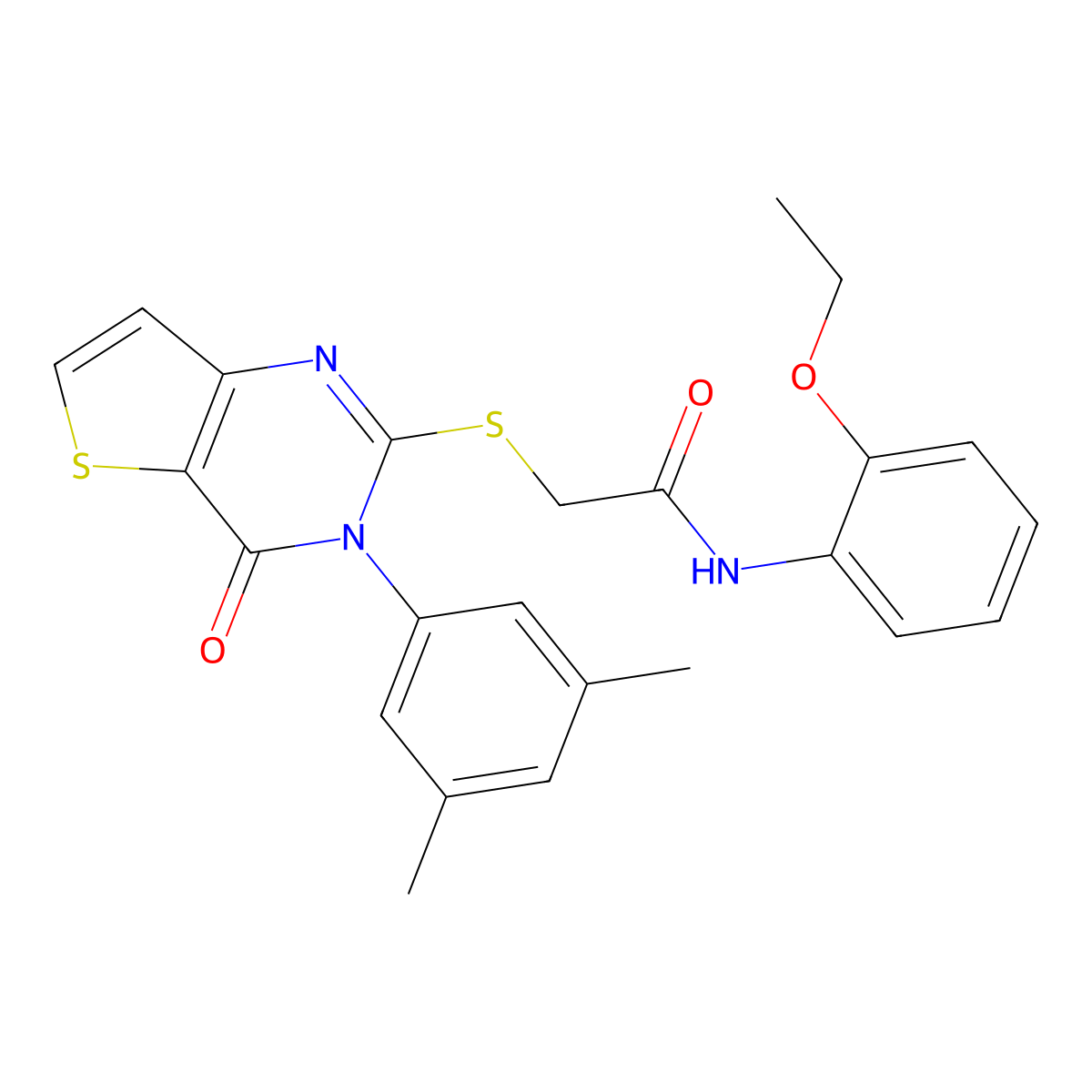 2-{[3-(3,5-dimethylphenyl)-4-oxo-3,4-dihydrothieno[3,2-d]pyrimidin-2-yl]sulfanyl}-N-(2-ethoxyphenyl)acetamide molecular structure, CAS 1260630-78-1