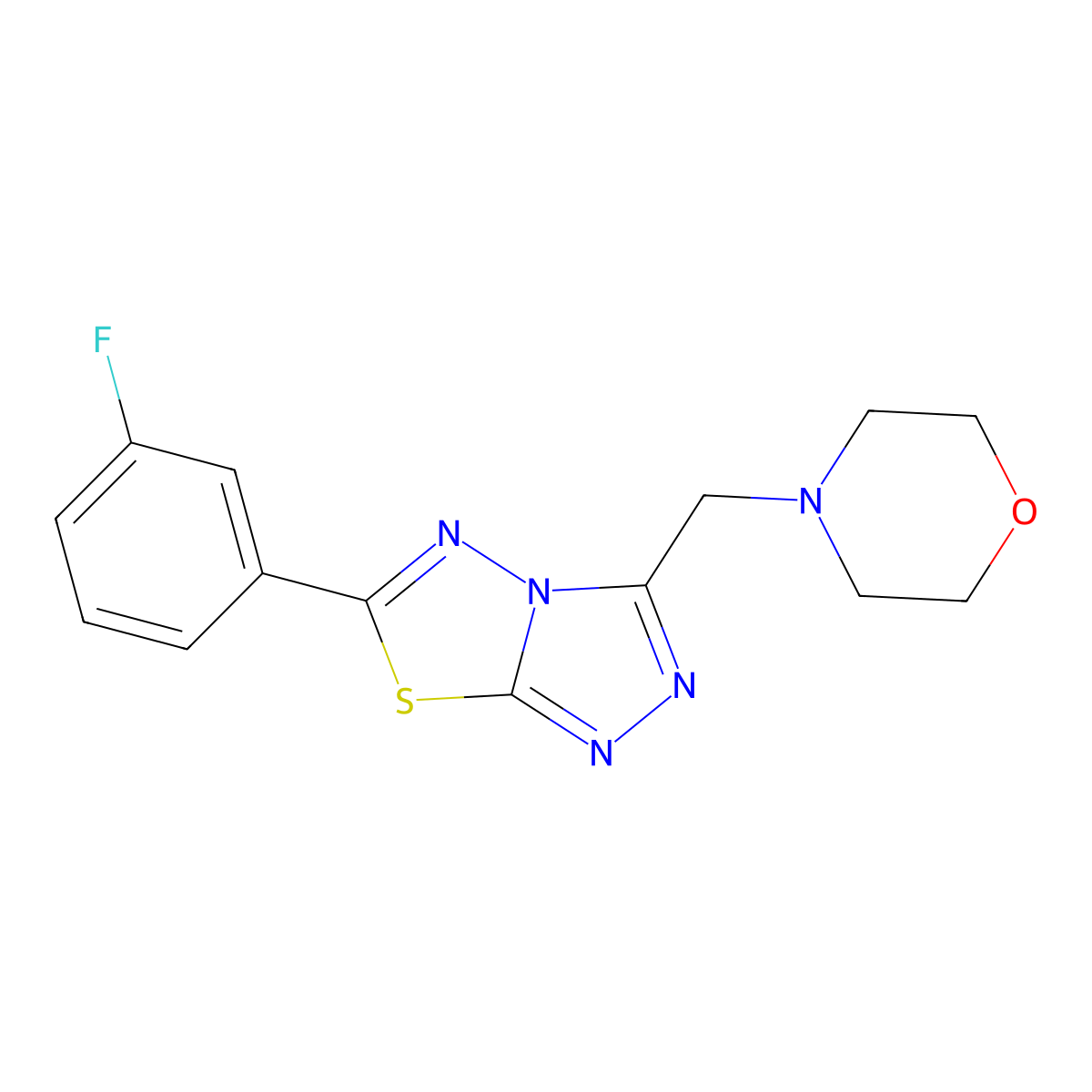 6-(3-Fluorophenyl)-3-(morpholin-4-ylmethyl)[1,2,4]triazolo[3,4-b][1,3,4]thiadiazole molecular structure, CAS 1260630-85-0
