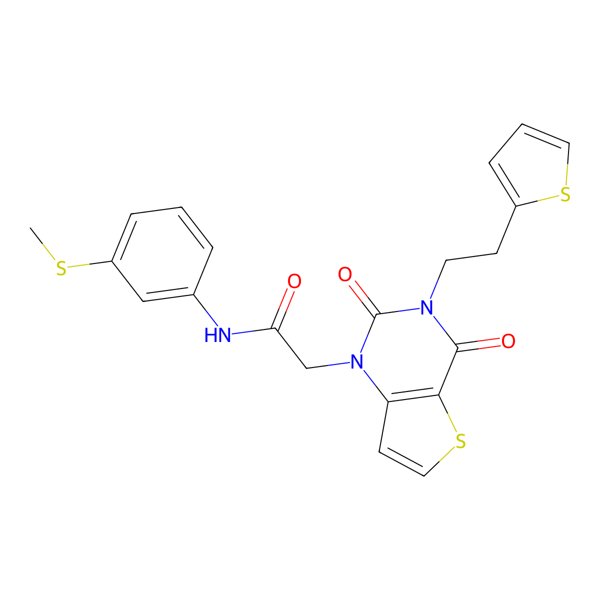 2-{2,4-dioxo-3-[2-(thiophen-2-yl)ethyl]-3,4-dihydrothieno[3,2-d]pyrimidin-1(2H)-yl}-N-[3-(methylsulfanyl)phenyl]acetamide molecular structure, CAS 1260631-01-3