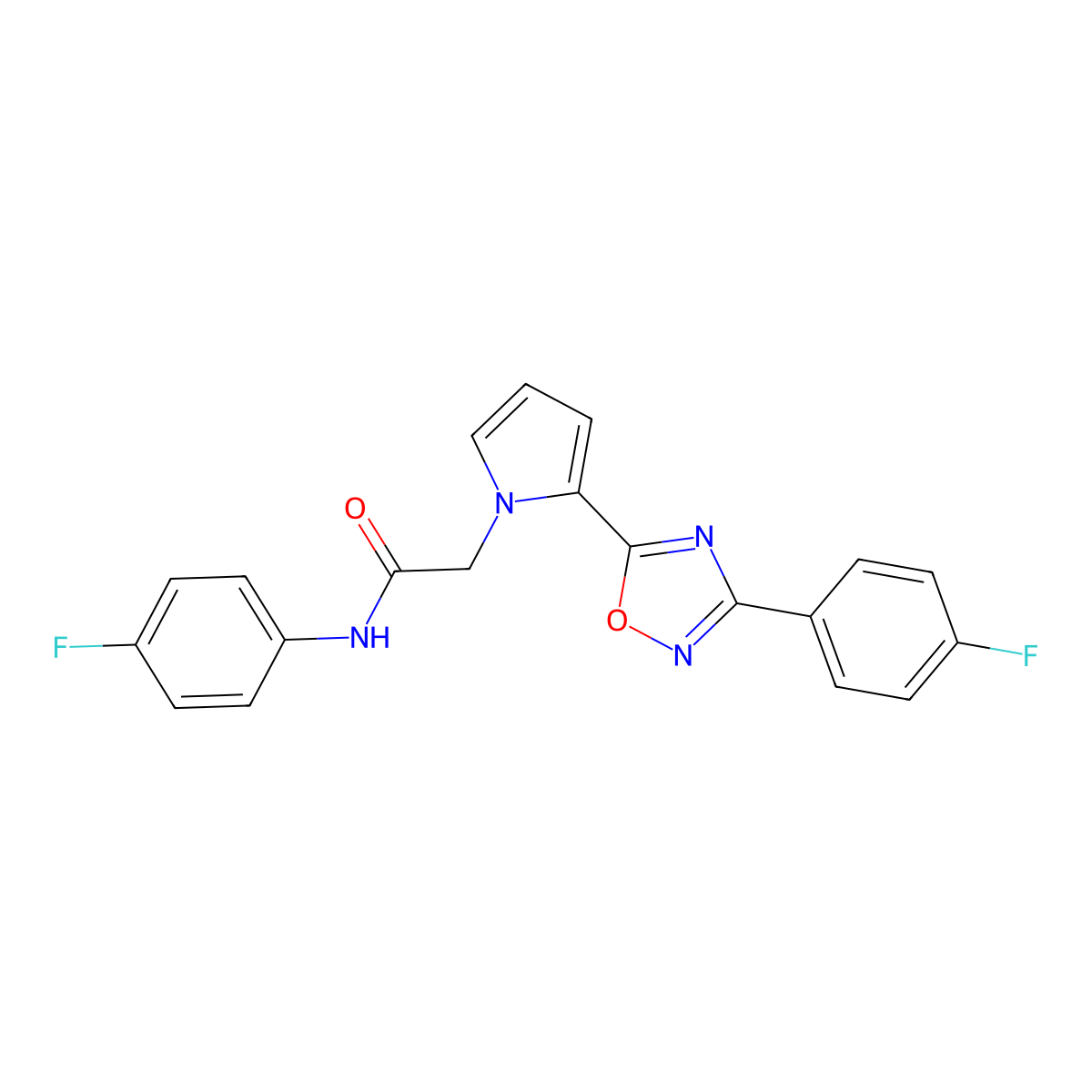 N-(4-fluorophenyl)-2-{2-[3-(4-fluorophenyl)-1,2,4-oxadiazol-5-yl]-1H-pyrrol-1-yl}acetamide molecular structure, CAS 1260631-34-2