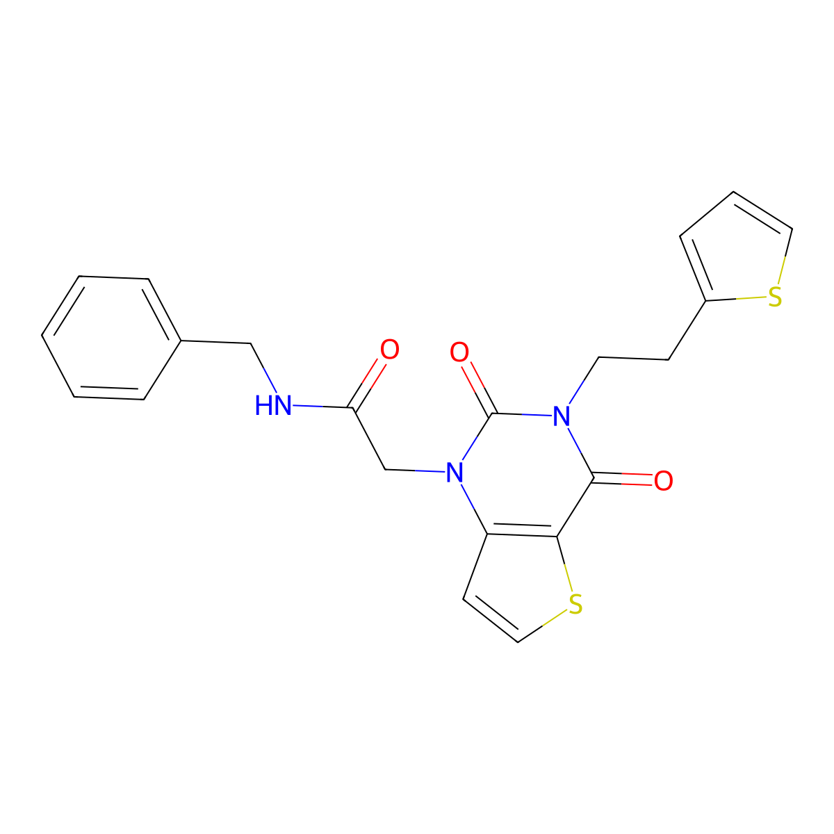 N-benzyl-2-(2,4-dioxo-3-(2-(thiophen-2-yl)ethyl)-3,4-dihydrothieno[3,2-d]pyrimidin-1(2H)-yl)acetamide molecular structure, CAS 1260631-43-3