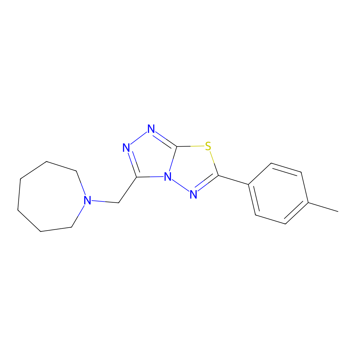 3-(Azepan-1-ylmethyl)-6-(4-methylphenyl)[1,2,4]triazolo[3,4-b][1,3,4]thiadiazole molecular structure, CAS 1260631-68-2