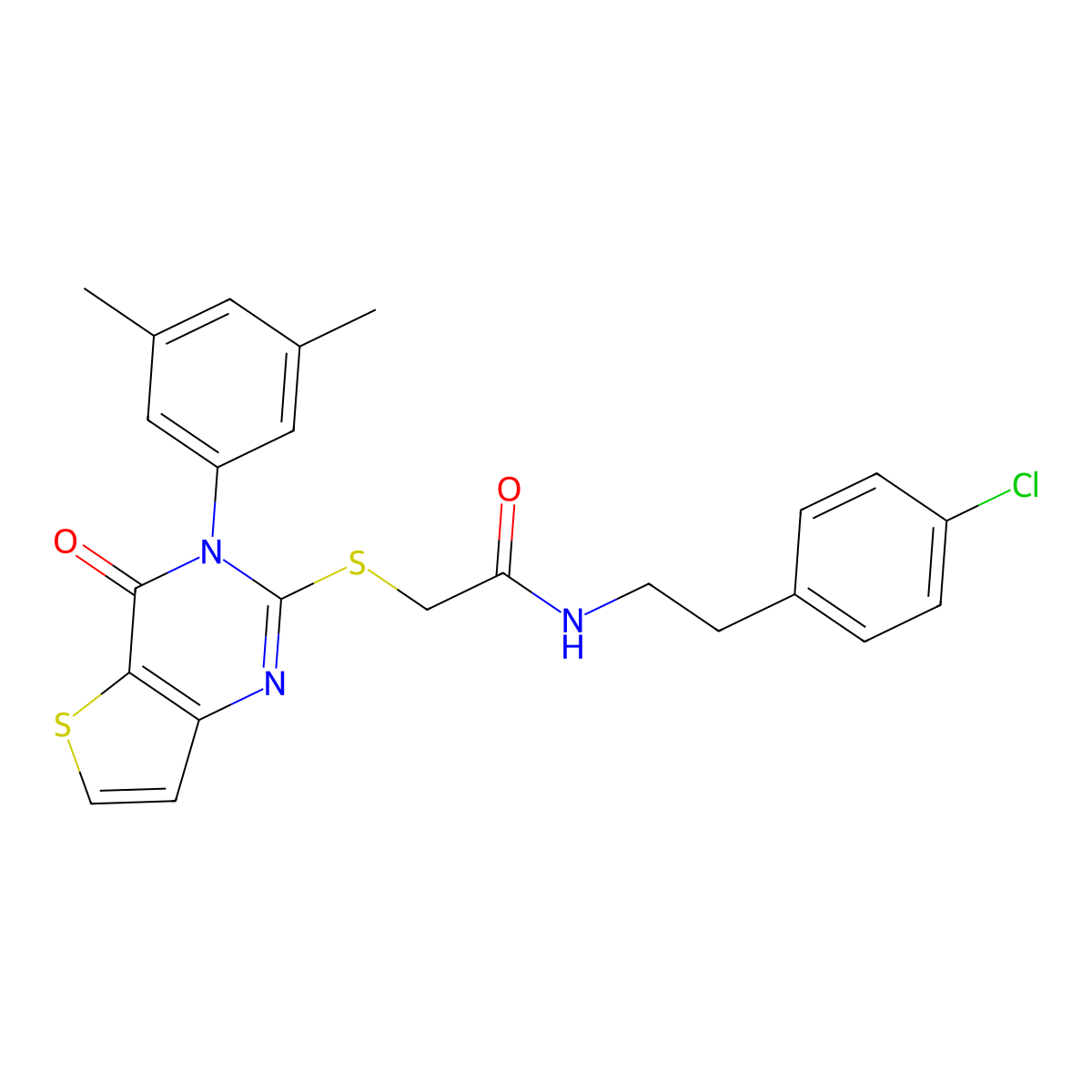 N-[2-(4-chlorophenyl)ethyl]-2-{[3-(3,5-dimethylphenyl)-4-oxo-3,4-dihydrothieno[3,2-d]pyrimidin-2-yl]sulfanyl}acetamide molecular structure, CAS 1260631-74-0