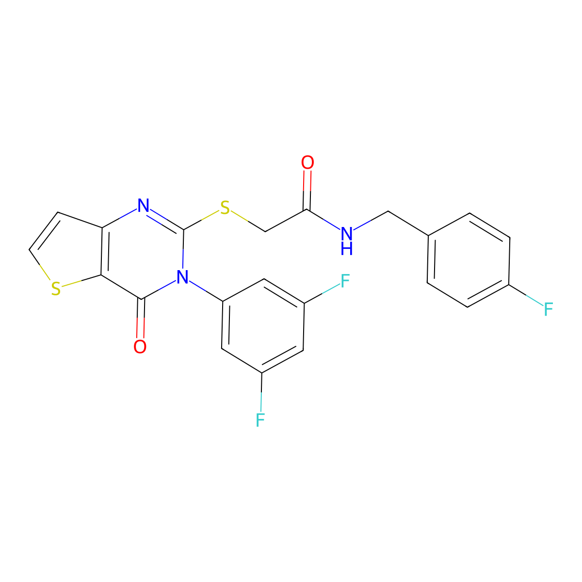 2-{[3-(3,5-difluorophenyl)-4-oxo-3,4-dihydrothieno[3,2-d]pyrimidin-2-yl]sulfanyl}-N-(4-fluorobenzyl)acetamide molecular structure, CAS 1260631-88-6