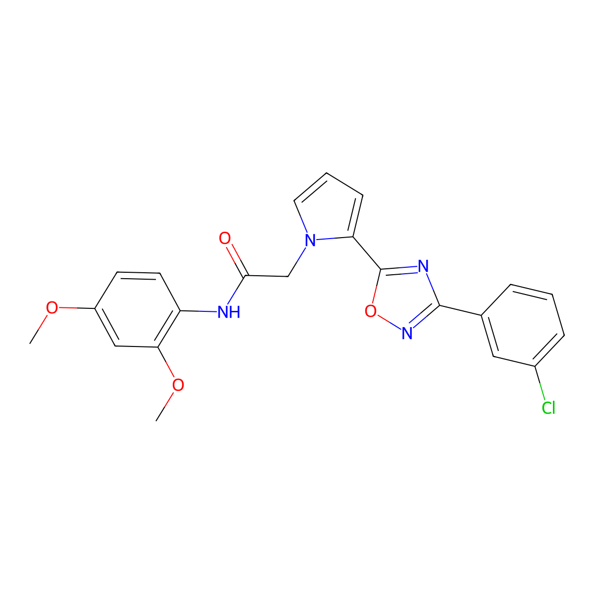 2-{2-[3-(3-chlorophenyl)-1,2,4-oxadiazol-5-yl]-1H-pyrrol-1-yl}-N-(2,4-dimethoxyphenyl)acetamide molecular structure, CAS 1260632-04-9