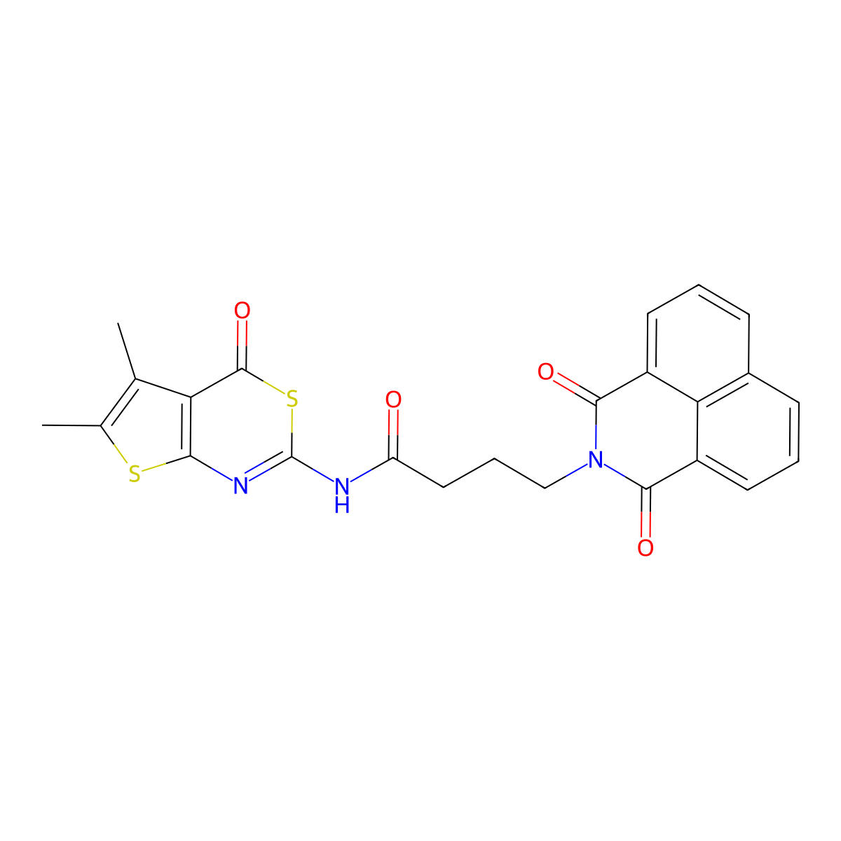 N-(5,6-dimethyl-4-oxo-4H-thieno[2,3-d][1,3]thiazin-2-yl)-4-(1,3-dioxo-1H-benzo[de]isoquinolin-2(3H)-yl)butanamide molecular structure, CAS 1260632-09-4
