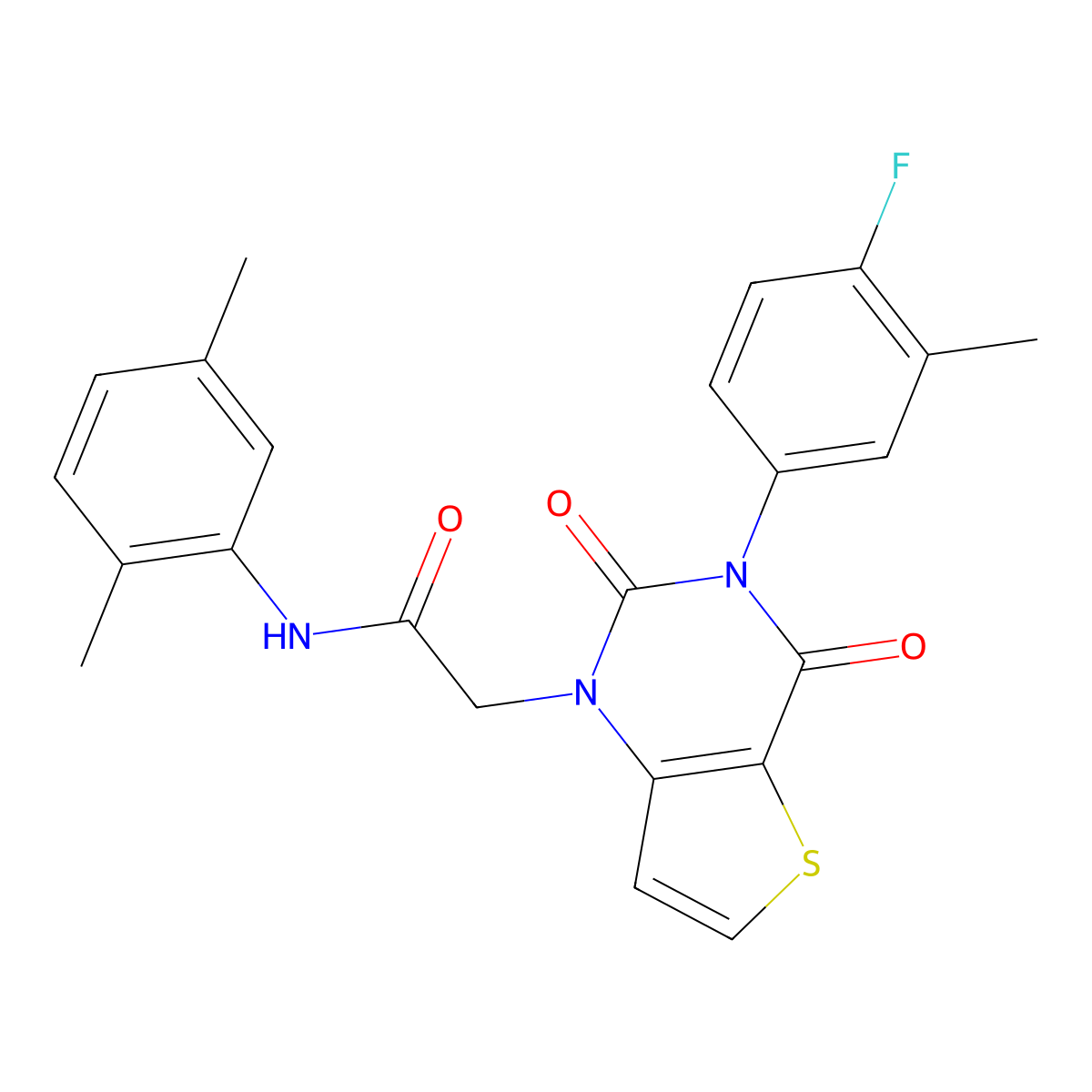 N-(2,5-dimethylphenyl)-2-[3-(4-fluoro-3-methylphenyl)-2,4-dioxo-3,4-dihydrothieno[3,2-d]pyrimidin-1(2H)-yl]acetamide molecular structure, CAS 1260632-62-9