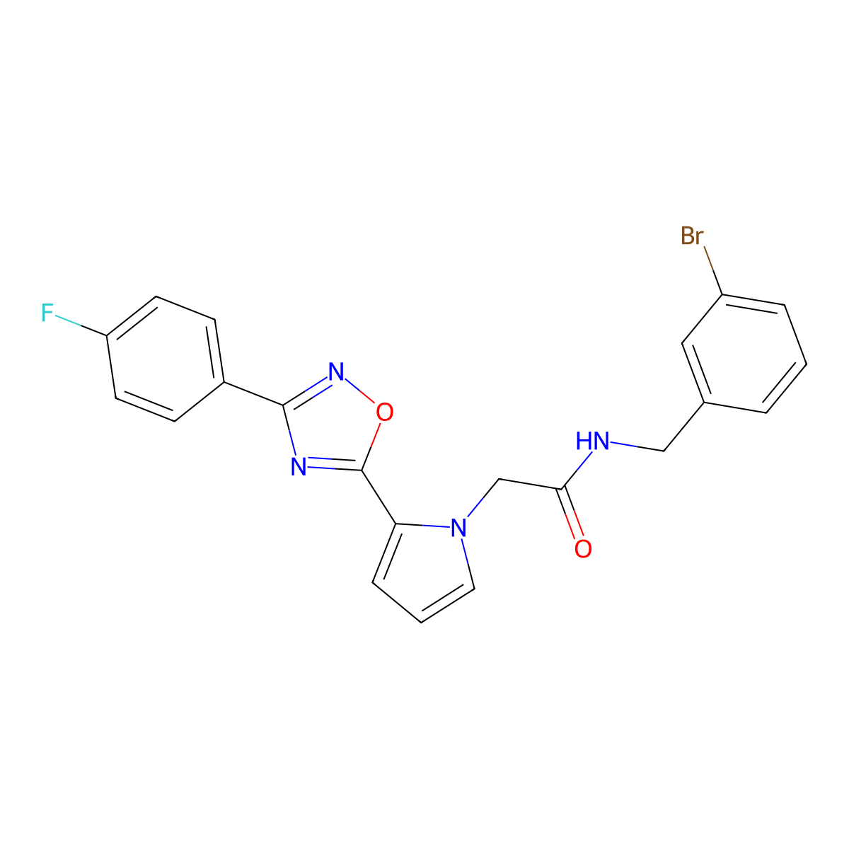 N-(3-bromobenzyl)-2-(2-(3-(4-fluorophenyl)-1,2,4-oxadiazol-5-yl)-1H-pyrrol-1-yl)acetamide molecular structure, CAS 1260632-85-6