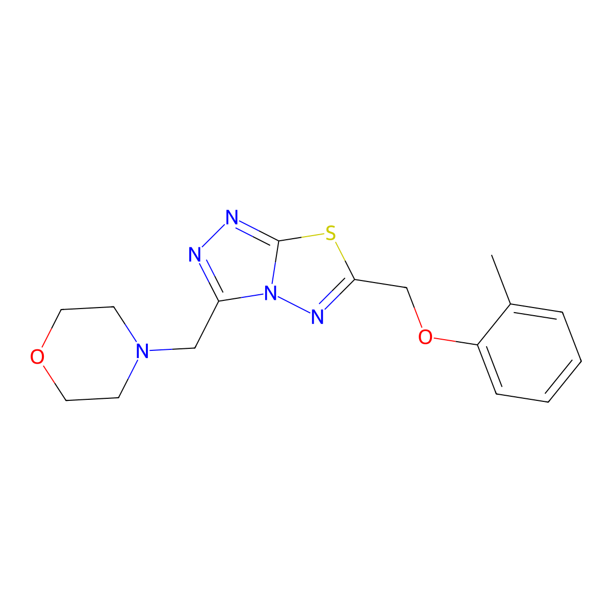 6-[(2-Methylphenoxy)methyl]-3-(morpholin-4-ylmethyl)[1,2,4]triazolo[3,4-b][1,3,4]thiadiazole molecular structure, CAS 1260633-19-9