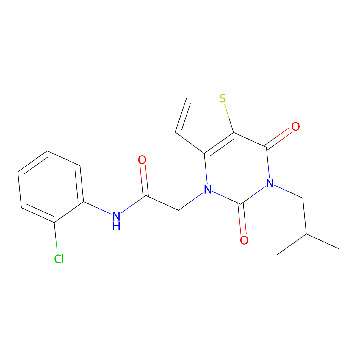 N-(2-chlorophenyl)-2-[3-(2-methylpropyl)-2,4-dioxo-3,4-dihydrothieno[3,2-d]pyrimidin-1(2H)-yl]acetamide molecular structure, CAS 1260633-26-8