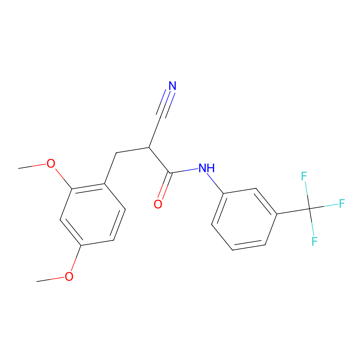 2-cyano-3-(2,4-dimethoxyphenyl)-N-[3-(trifluoromethyl)phenyl]propanamide molecular structure, CAS 1260633-60-0