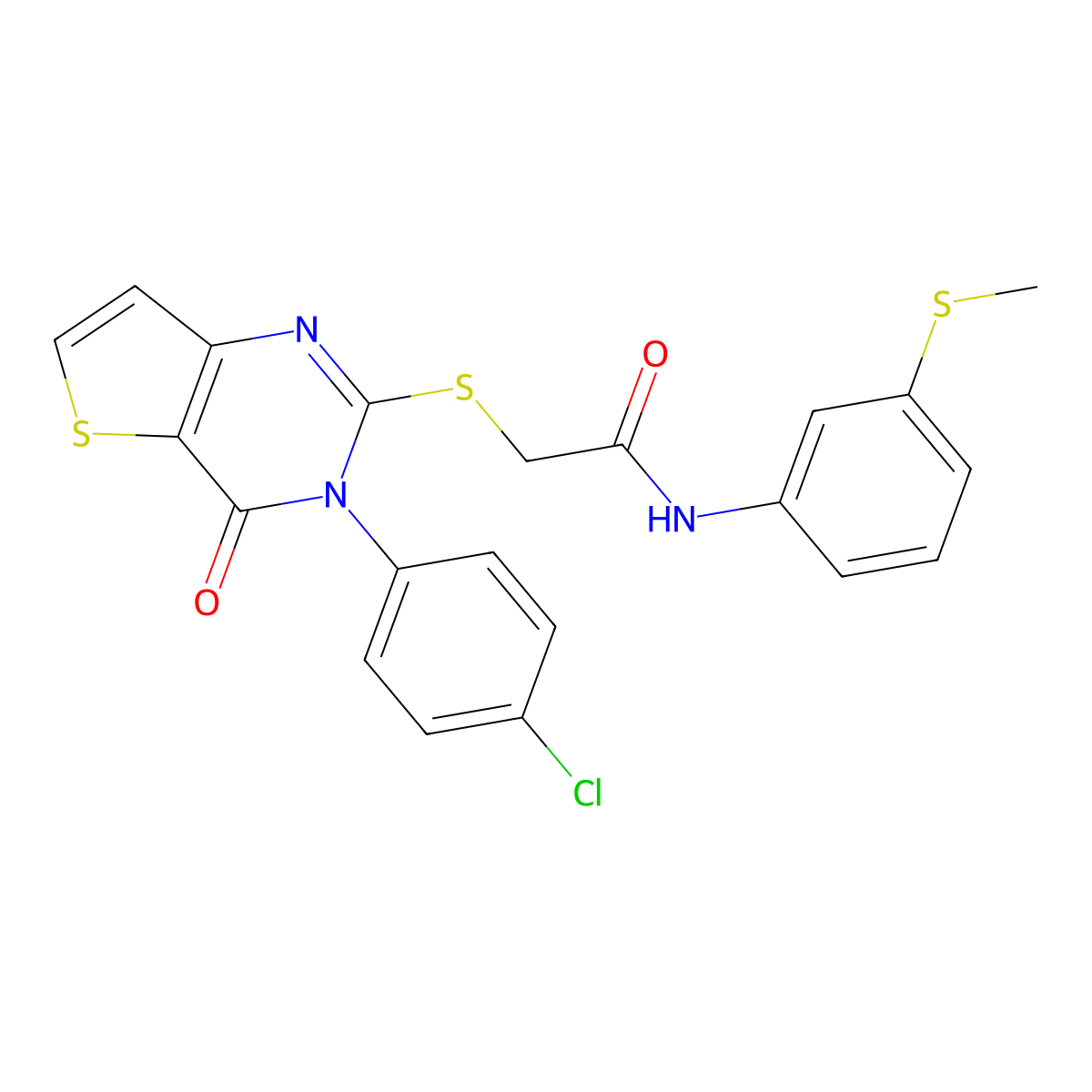 2-{[3-(4-chlorophenyl)-4-oxo-3,4-dihydrothieno[3,2-d]pyrimidin-2-yl]sulfanyl}-N-[3-(methylsulfanyl)phenyl]acetamide molecular structure, CAS 1260633-73-5