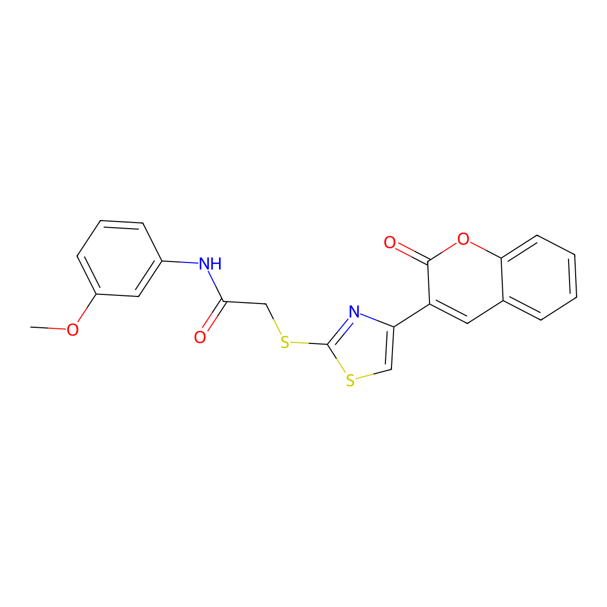 N-(3-methoxyphenyl)-2-{[4-(2-oxo-2H-chromen-3-yl)-1,3-thiazol-2-yl]sulfanyl}acetamide molecular structure, CAS 1260633-75-7