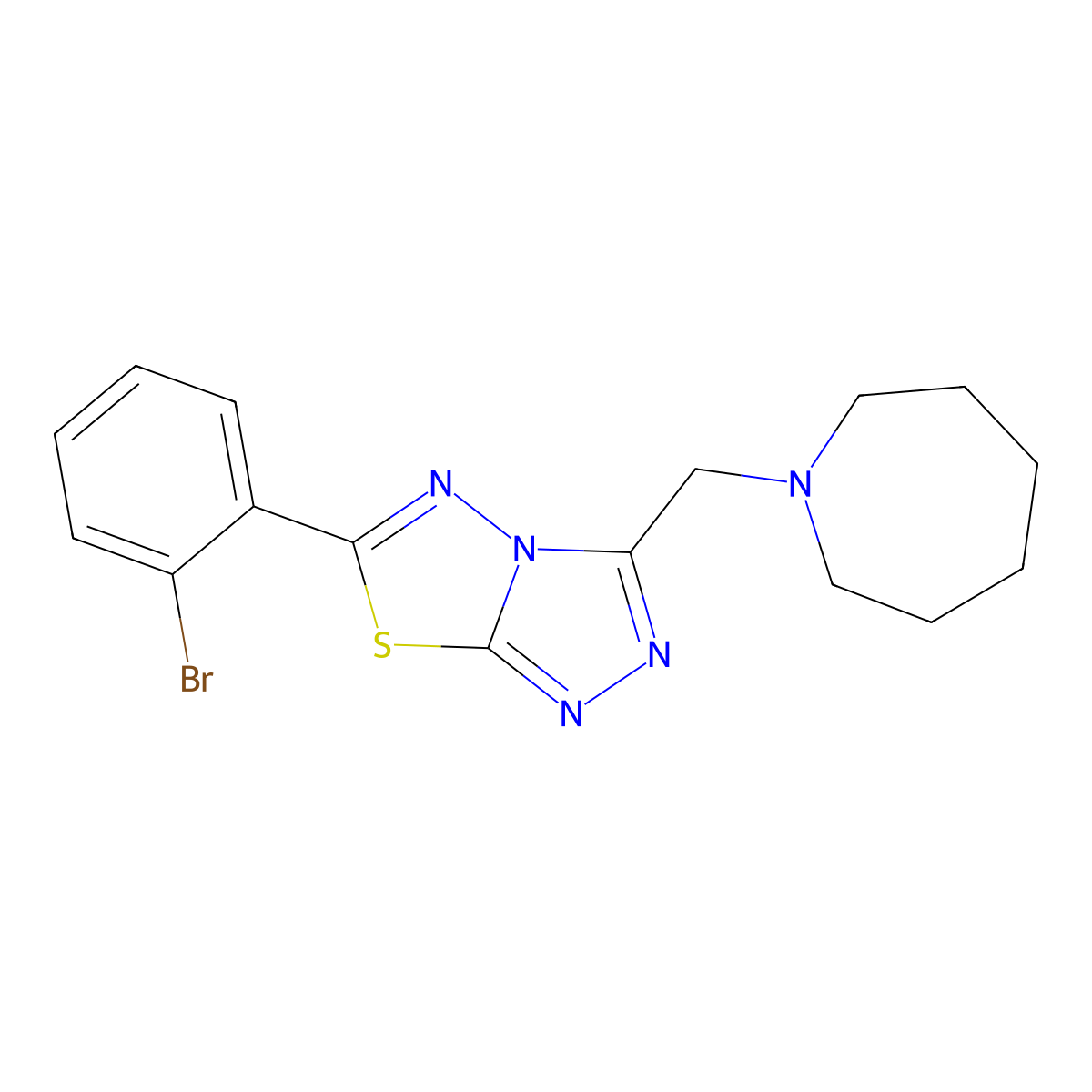 3-(1-Azepanylmethyl)-6-(2-bromophenyl)[1,2,4]triazolo[3,4-b][1,3,4]thiadiazole molecular structure, CAS 1260633-86-0