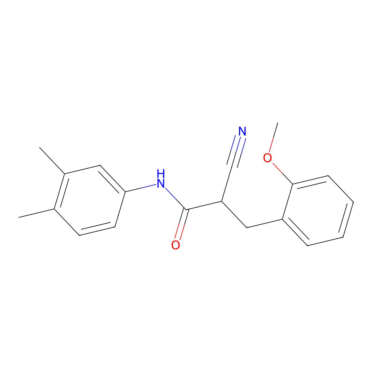 2-cyano-N-(3,4-dimethylphenyl)-3-(2-methoxyphenyl)propanamide molecular structure, CAS 1260633-90-6