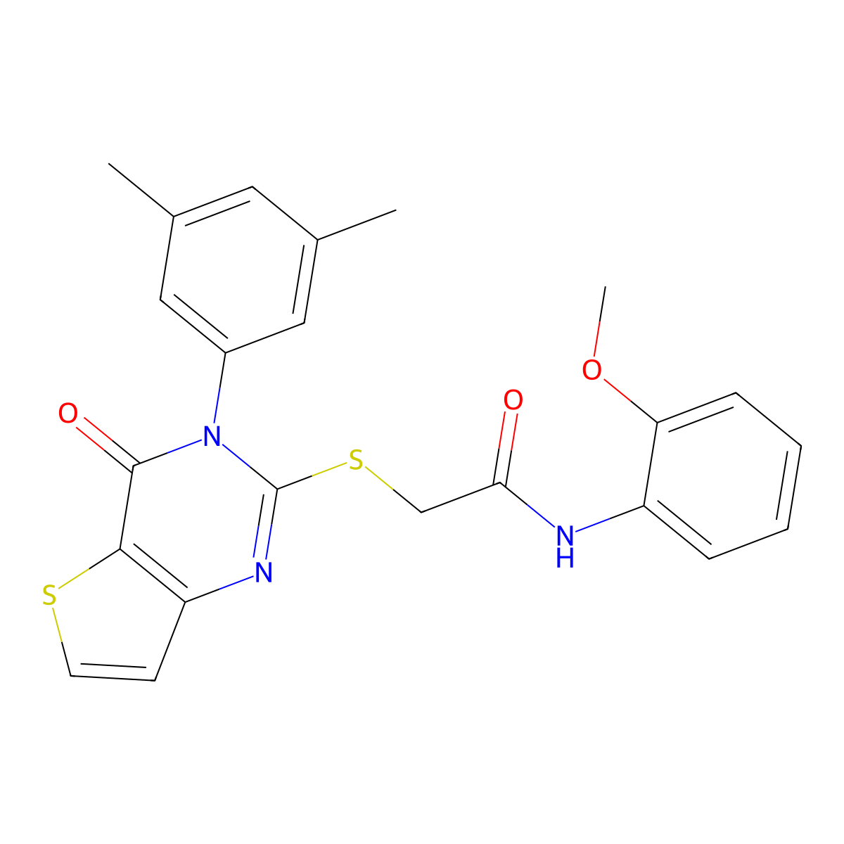 2-{[3-(3,5-dimethylphenyl)-4-oxo-3,4-dihydrothieno[3,2-d]pyrimidin-2-yl]sulfanyl}-N-(2-methoxyphenyl)acetamide molecular structure, CAS 1260633-92-8