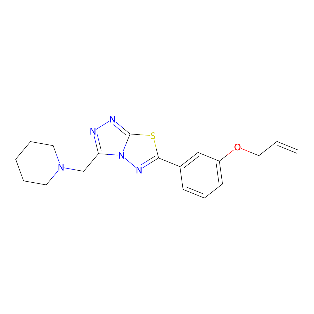 Allyl 3-[3-(1-piperidinylmethyl)[1,2,4]triazolo[3,4-b][1,3,4]thiadiazol-6-yl]phenyl ether molecular structure, CAS 1260634-55-6