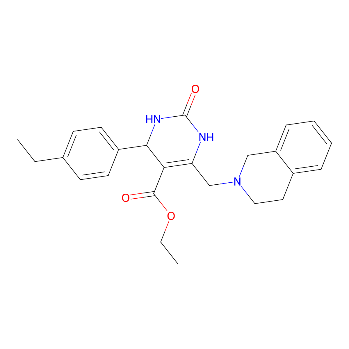 Ethyl 4-(4-ethylphenyl)-2-oxo-6-[(1,2,3,4-tetrahydroisoquinolin-2-yl)methyl]-1,2,3,4-tetrahydropyrimidine-5-carboxylate molecular structure, CAS 1260634-58-9