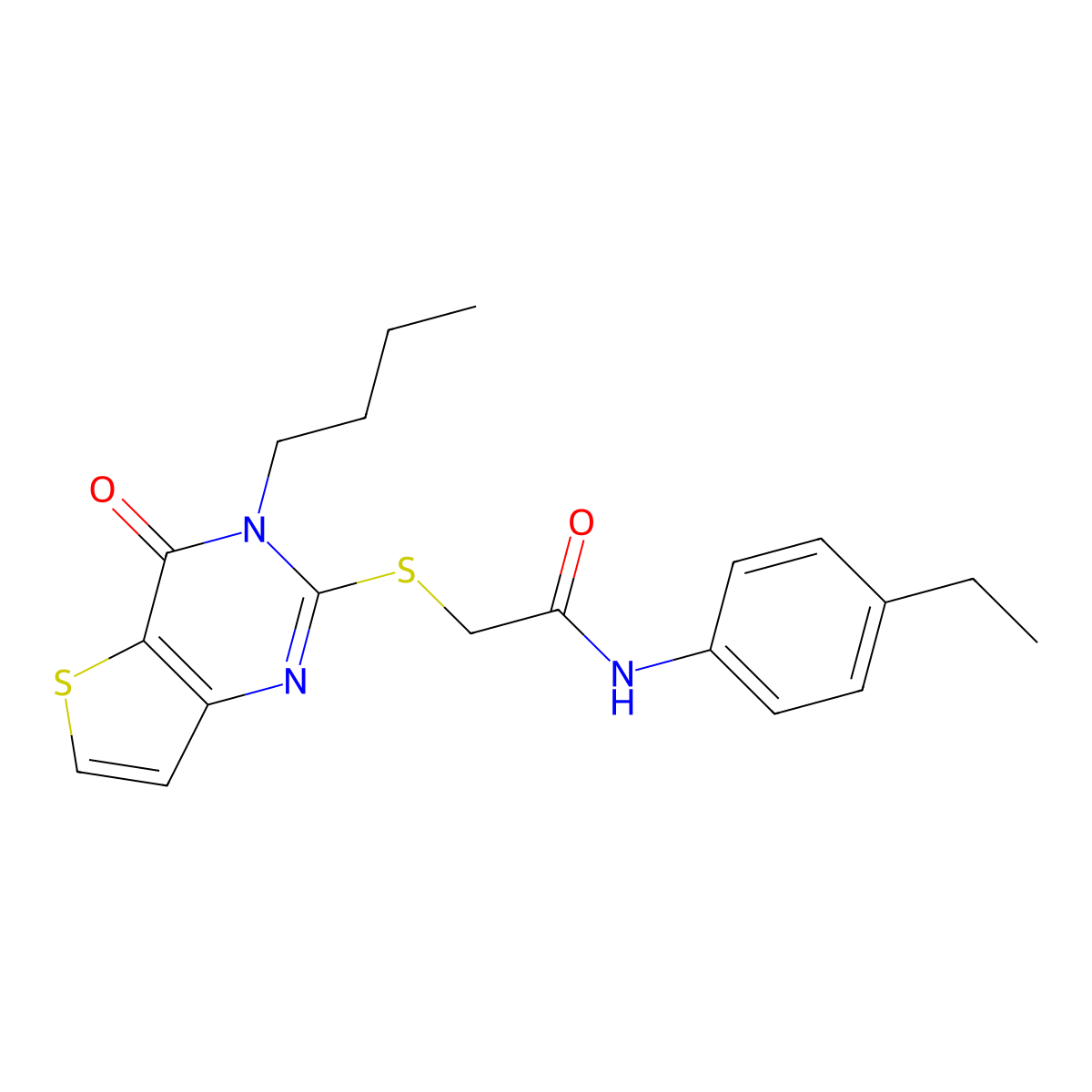2-({3-butyl-4-oxo-3H,4H-thieno[3,2-d]pyrimidin-2-yl}sulfanyl)-N-(4-ethylphenyl)acetamide molecular structure, CAS 1260634-59-0