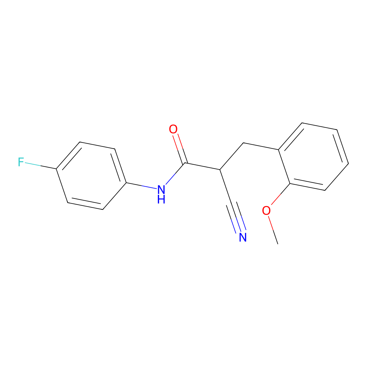 2-cyano-N-(4-fluorophenyl)-3-(2-methoxyphenyl)propanamide molecular structure, CAS 1260634-66-9