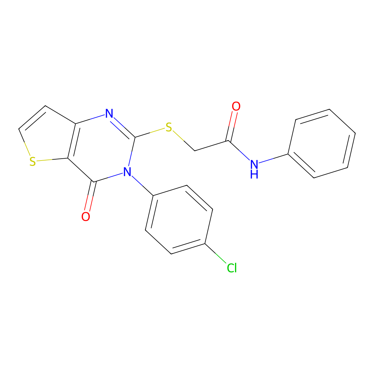2-{[3-(4-chlorophenyl)-4-oxo-3,4-dihydrothieno[3,2-d]pyrimidin-2-yl]sulfanyl}-N-phenylacetamide molecular structure, CAS 1260634-68-1