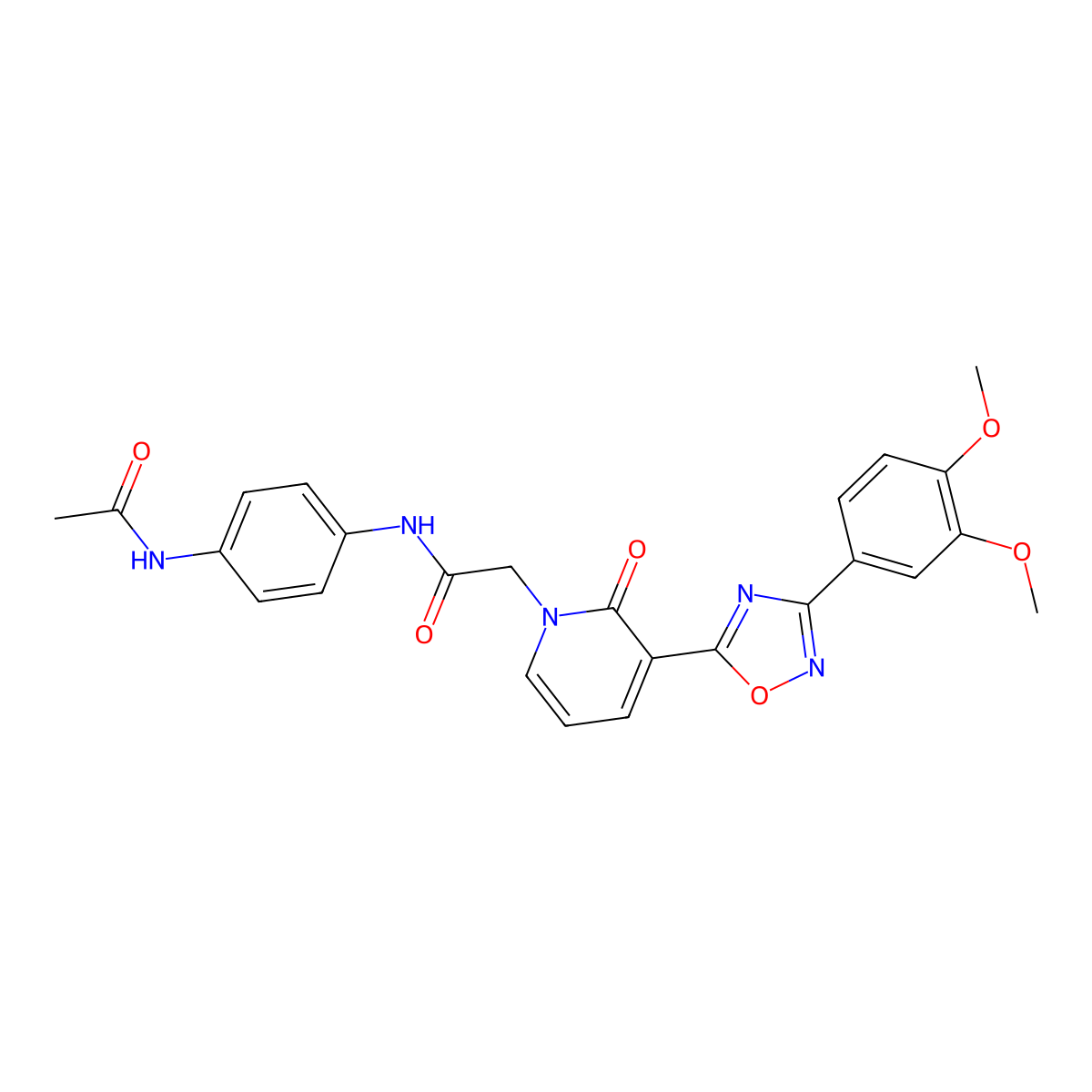 2-{3-[3-(3,4-dimethoxyphenyl)-1,2,4-oxadiazol-5-yl]-2-oxo-1,2-dihydropyridin-1-yl}-N-(4-acetamidophenyl)acetamide molecular structure, CAS 1260634-78-3