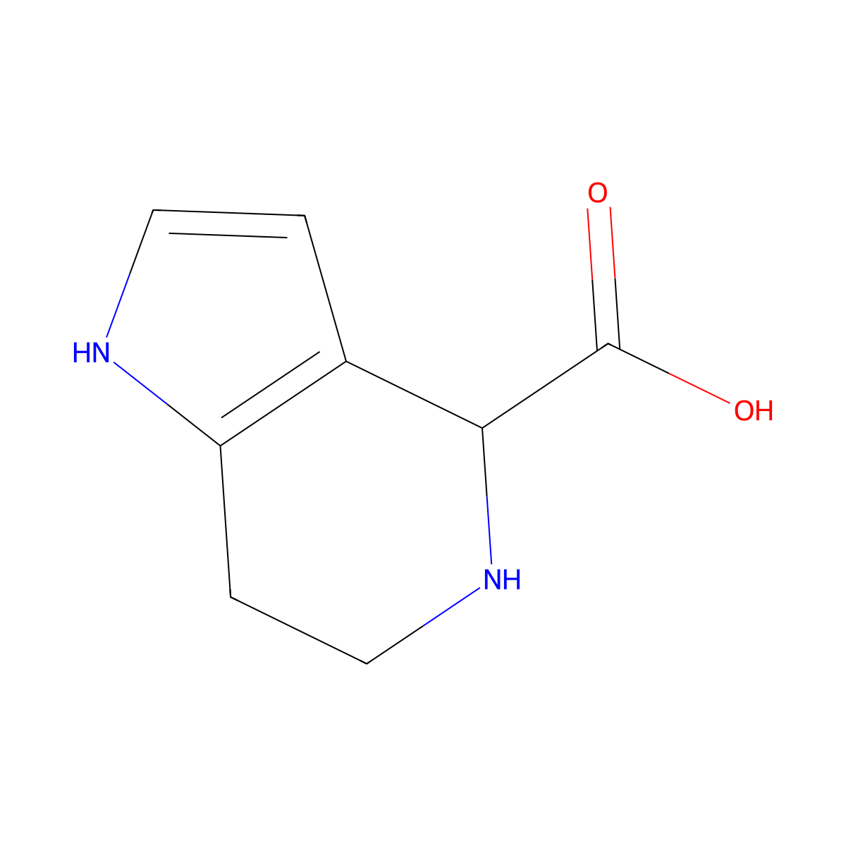 4,5,6,7-tetrahydro-1H-pyrrolo[3,2-c]pyridine-4-carboxylic acid molecular structure, CAS 1260636-77-8