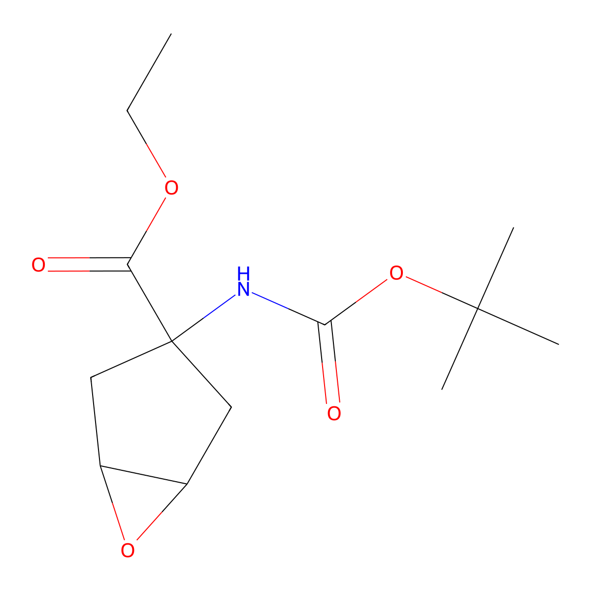 Ethyl 3-(((tert-butoxy)carbonyl)amino)-6-oxabicyclo(3.1.0)hexane-3-carboxylate molecular structure, CAS 1260637-34-0