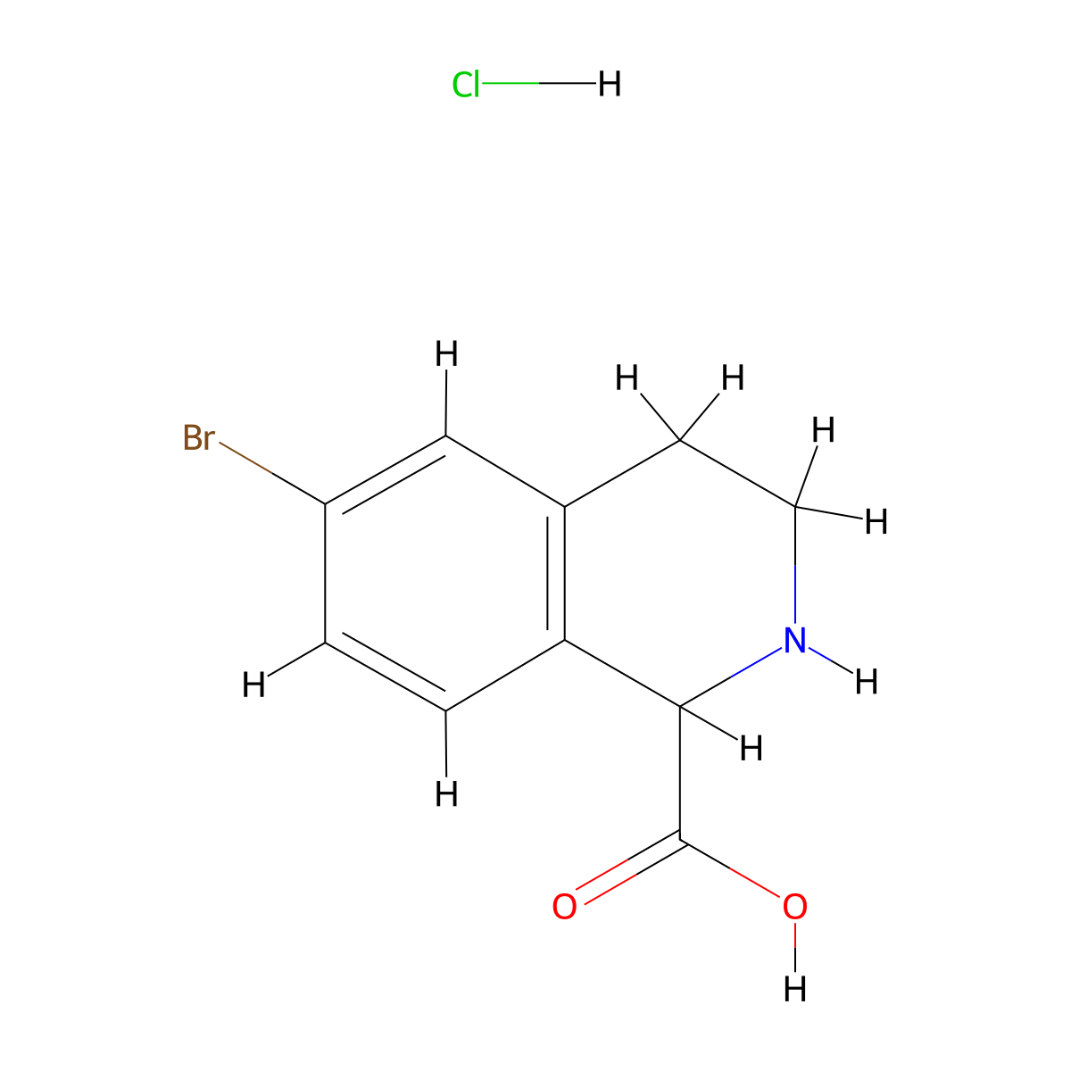 6-Bromo-1,2,3,4-tetrahydroisoquinoline-1-carboxylic acid hydrochloride molecular structure, CAS 1260637-73-7