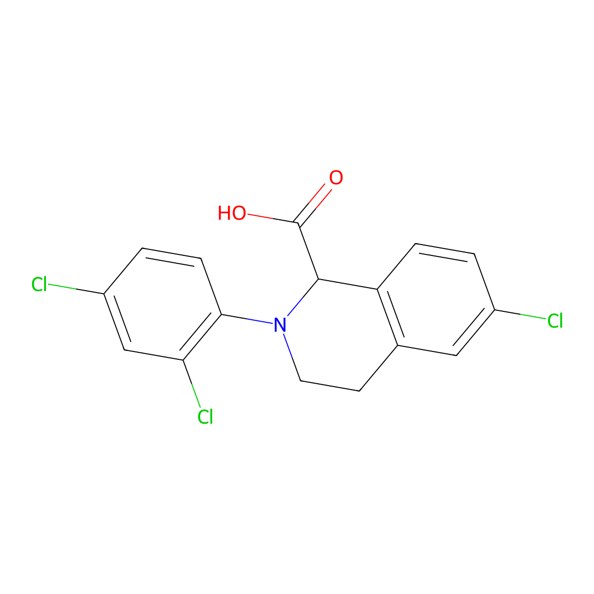 6-Chloro-2-(2,4-dichloro-phenyl)-1,2,3,4-tetrahydro-isoquinoline-1-carboxylic acid molecular structure, CAS 1260637-75-9