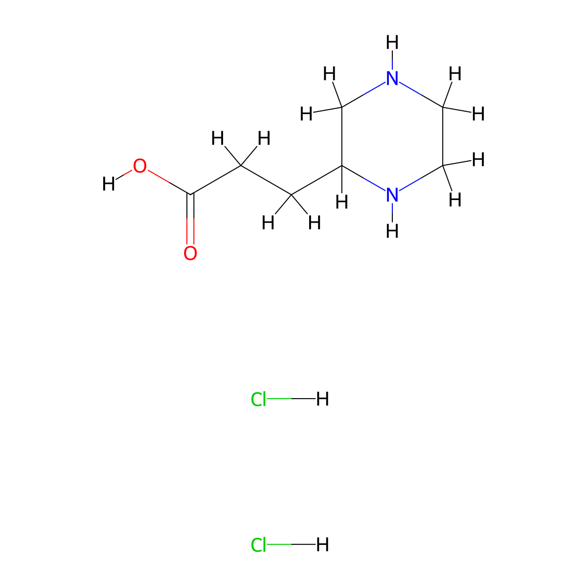 3-Piperazin-2-YL-propionic acid dihydrochloride molecular structure, CAS 1260638-01-4