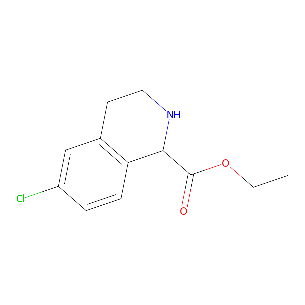 Ethyl 6-chloro-1,2,3,4-tetrahydroisoquinoline-1-carboxylate molecular structure, CAS 1260638-15-0