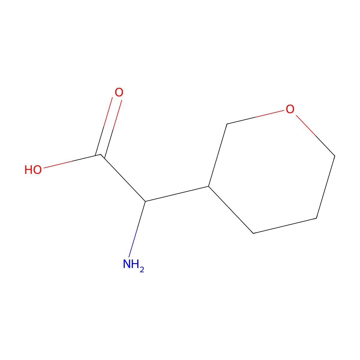 2-Amino-2-(tetrahydro-2H-pyran-3-yl)acetic acid molecular structure, CAS 1260638-48-9