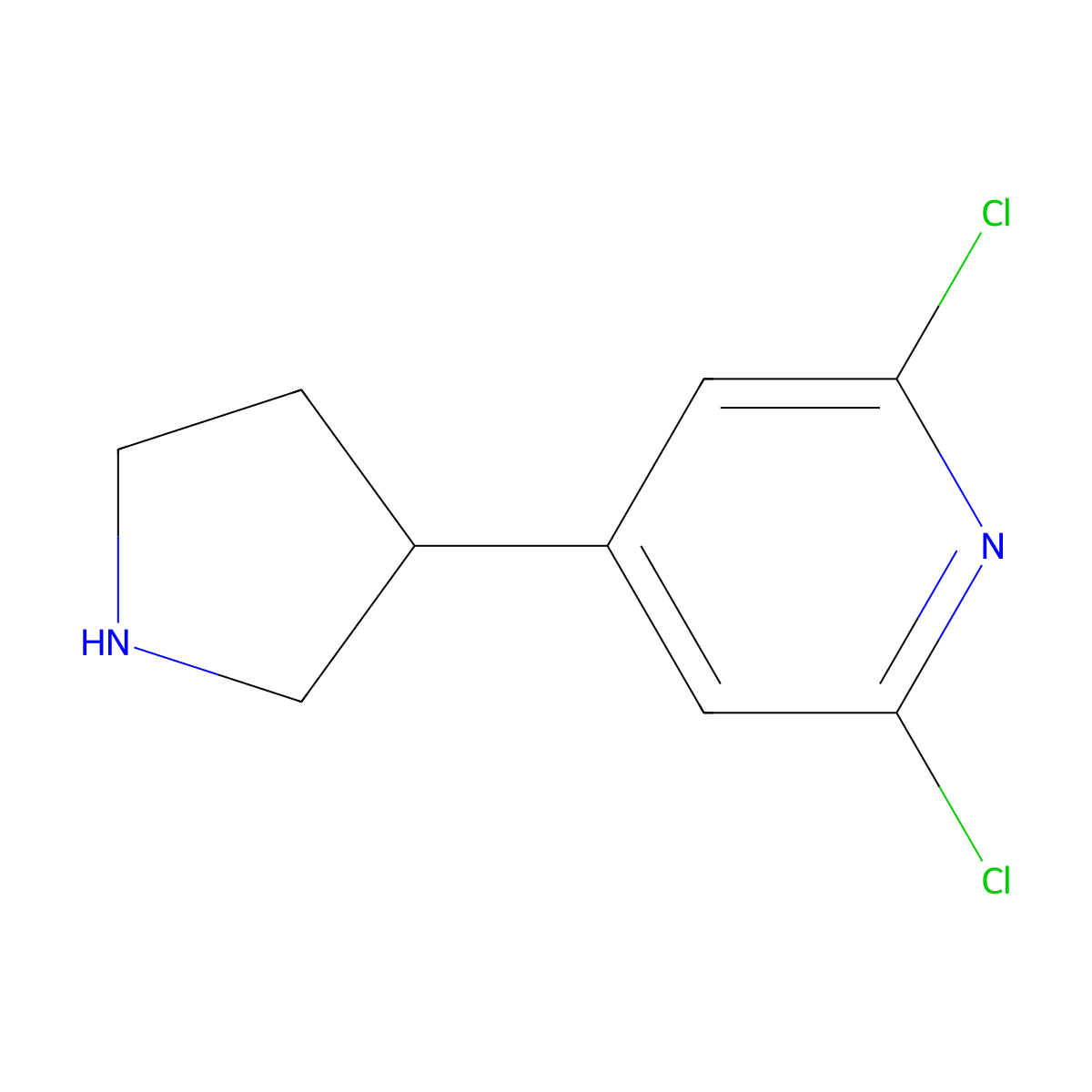 2,6-Dichloro-4-(pyrrolidin-3-yl)pyridine molecular structure, CAS 1260638-68-3