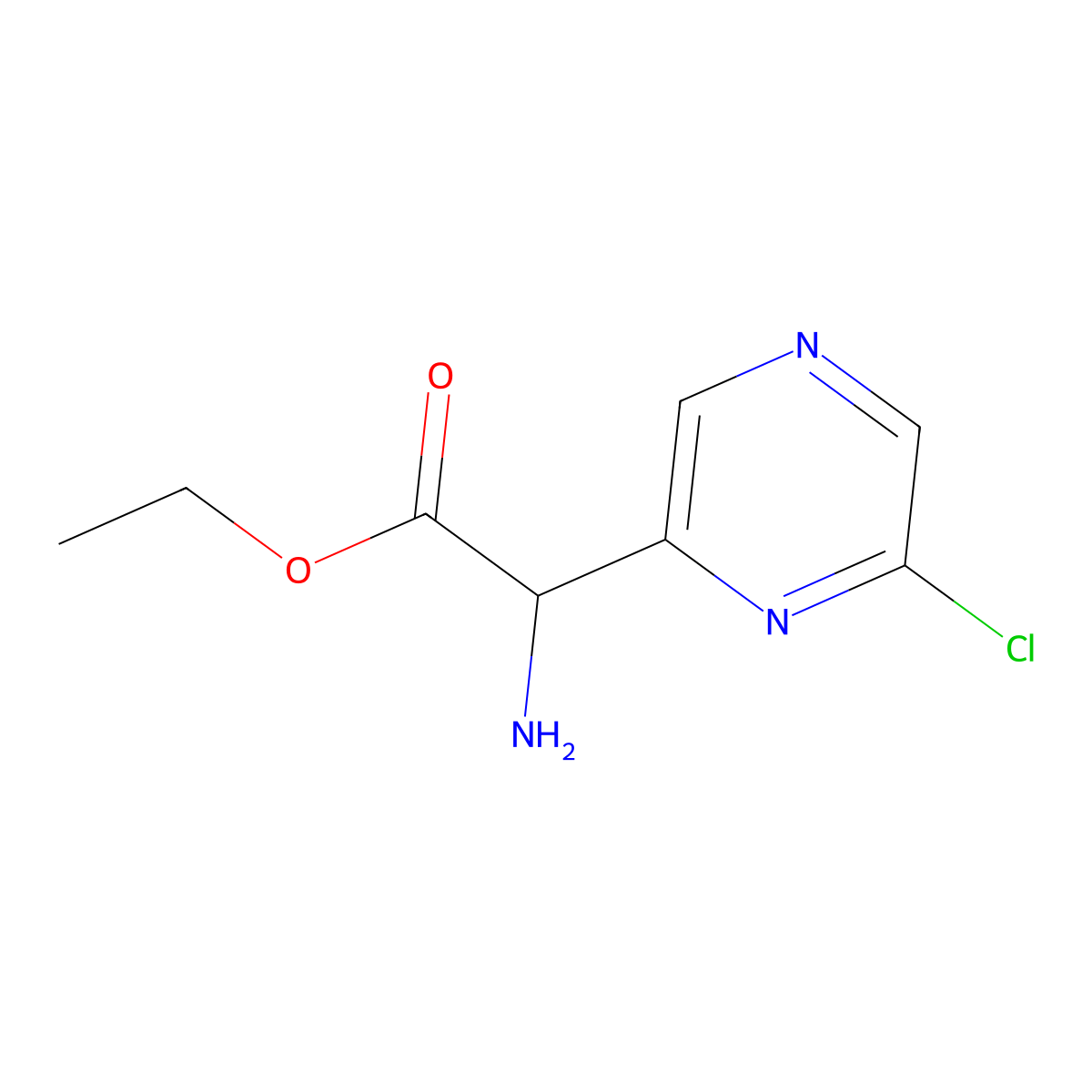 Ethyl 2-amino-2-(6-chloropyrazin-2-YL)acetate molecular structure, CAS 1260638-82-1